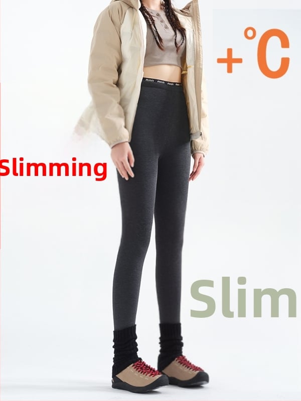 Női fleeces belső béléssel bélelt leggings, vastag anyag, karcsú szabás, betűs mintázat, hossz 9/10