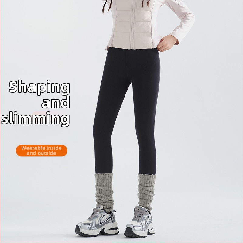 Női fleeces belső béléssel bélelt leggings, vastag anyag, karcsú szabás, betűs mintázat, hossz 9/10