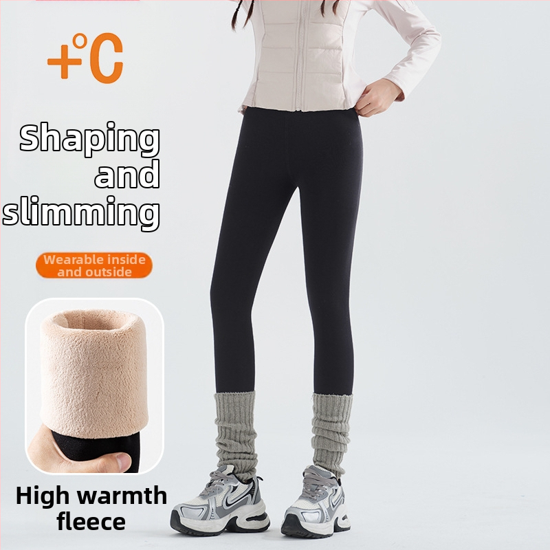 Női fleeces belső béléssel bélelt leggings, vastag anyag, karcsú szabás, betűs mintázat, hossz 9/10