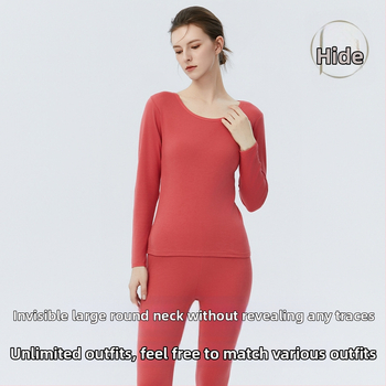 Ženski termalni set donjeg rublja od 100% pamuka – gornji dio i hlače, okrugli izrez, dugi rukavi, debeli materijal 201–250 g/m2, 100% pamuk, antistatički, održava toplinu, protiv pilinga