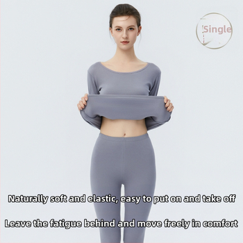 Ženski termalni set donjeg rublja od 100% pamuka – gornji dio i hlače, okrugli izrez, dugi rukavi, debeli materijal 201–250 g/m2, 100% pamuk, antistatički, održava toplinu, protiv pilinga