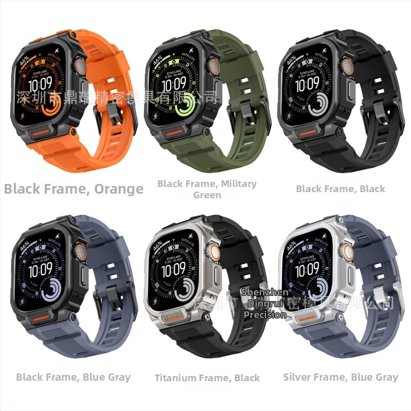 Dingrui Apple Watch pánt – sportos stílus, szilikon + cink ötvözet + rozsdamentes acél, Apple Watch-kompatibilis, tűcsat, 2025-ös kiadás