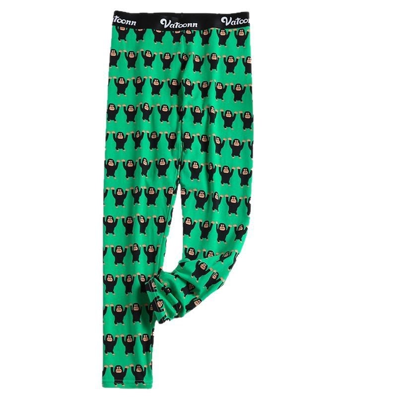 Moteriški medvilniniai šilti kelniai su animacijos spaudu, vidurinis liemuo, prigludęs kirpimas, vieno sluoksnio