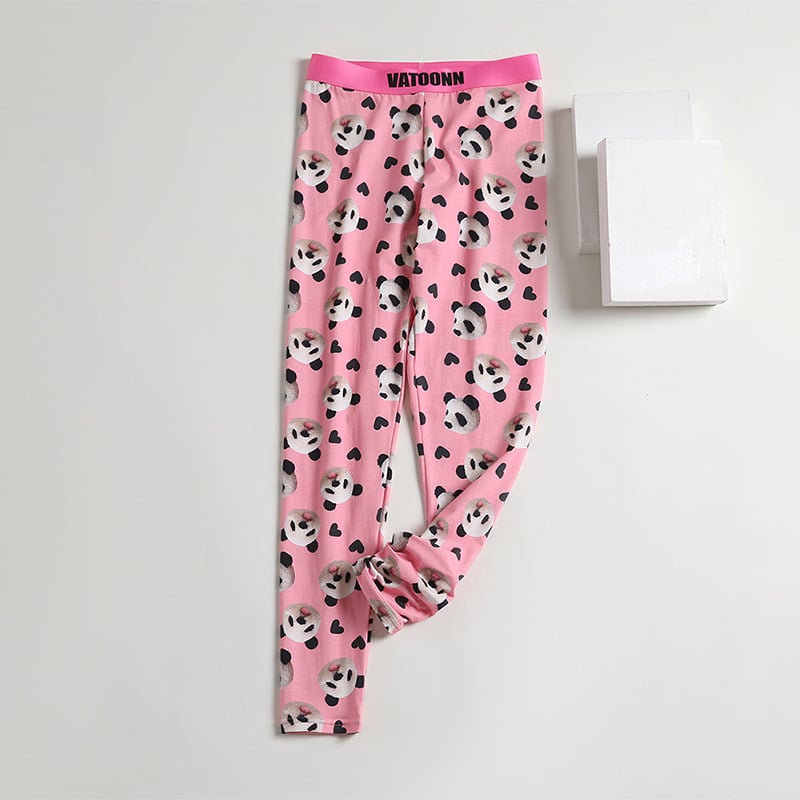Moteriški medvilniniai šilti kelniai su animacijos spaudu, vidurinis liemuo, prigludęs kirpimas, vieno sluoksnio