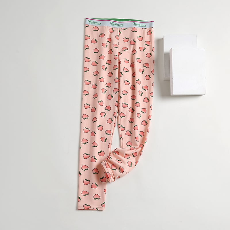 Moteriški medvilniniai šilti kelniai su animacijos spaudu, vidurinis liemuo, prigludęs kirpimas, vieno sluoksnio