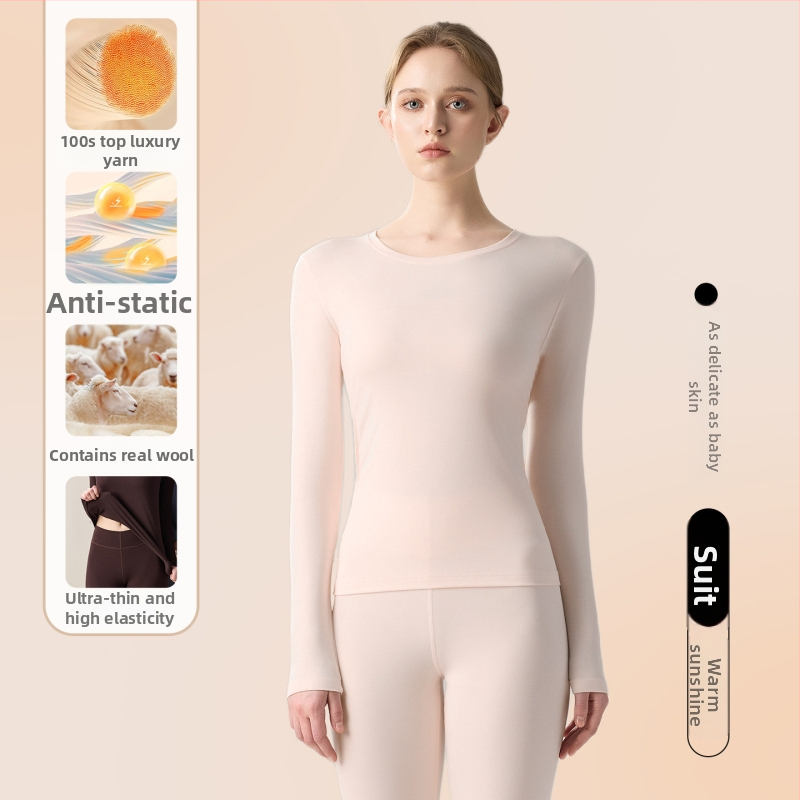 Női könnyű alapréteg készlet modal, gyapjú és akril alapanyagból; hosszú ujjú felső és nadrág; 80–90% modal; közepes vastagságú 181–200 g/m²; viselhető külső ruházatként.