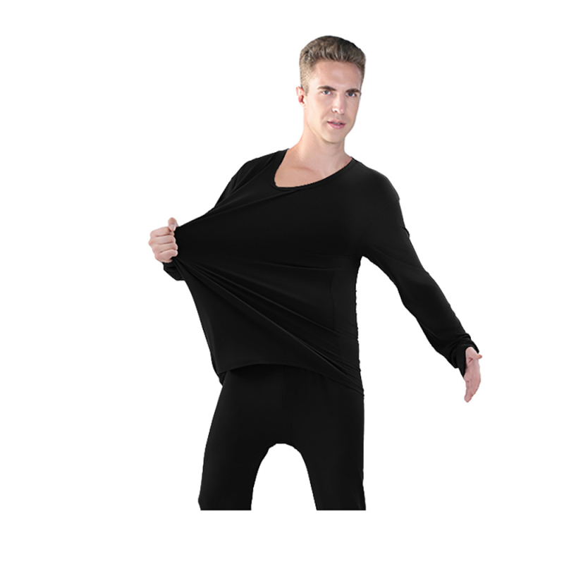 Мъжки термален пижамен костюм едно парче - свободна кройка, еднослойно, вискоза 94,6%, подплата спандекс 5,4%, умерено топло