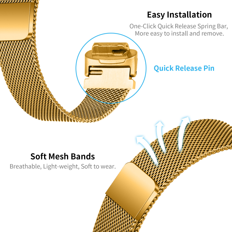 Milanese metalni kaiš s magnetskim kopčanjem za Fitbit Inspire3 – kompatibilan sa širinom interfejsa od 12 mm, težina 30 g, izdanje 2023.