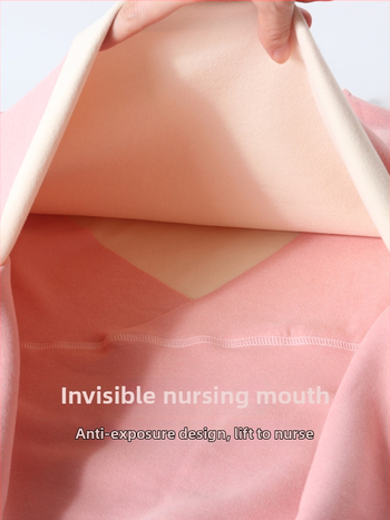 Nėščiosioms velūro termo komplektas su vidutinio aukščio kaklu, flisu viduje, rudens viršus ir kelnės žindymui po gimdymo