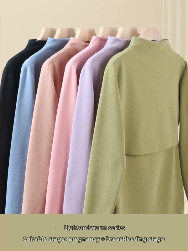 Nėščiosioms velūro termo komplektas su vidutinio aukščio kaklu, flisu viduje, rudens viršus ir kelnės žindymui po gimdymo