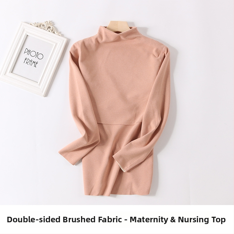 Nėščiosioms velūro termo komplektas su vidutinio aukščio kaklu, flisu viduje, rudens viršus ir kelnės žindymui po gimdymo