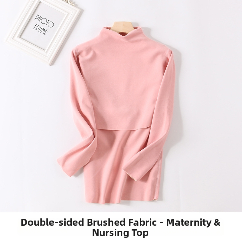 Nėščiosioms velūro termo komplektas su vidutinio aukščio kaklu, flisu viduje, rudens viršus ir kelnės žindymui po gimdymo