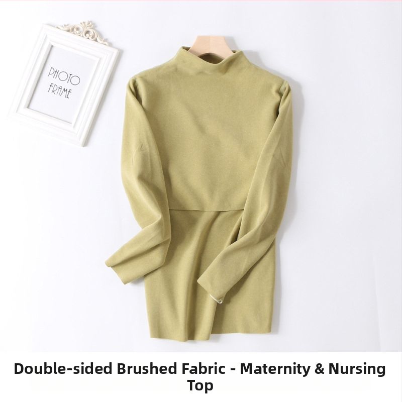 Nėščiosioms velūro termo komplektas su vidutinio aukščio kaklu, flisu viduje, rudens viršus ir kelnės žindymui po gimdymo