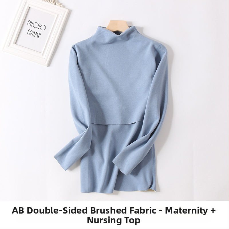 Nėščiosioms velūro termo komplektas su vidutinio aukščio kaklu, flisu viduje, rudens viršus ir kelnės žindymui po gimdymo