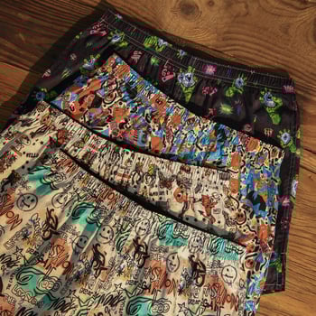 Boxeri pentru bărbați, talie medie, imprimeu cu flori rupte, bumbac țesut, respirabili