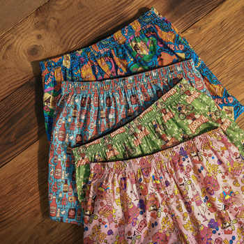 Boxeri pentru bărbați, talie medie, imprimeu cu flori rupte, bumbac țesut, respirabili