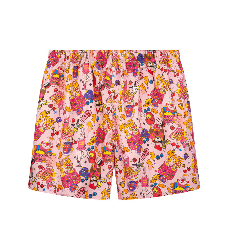 Boxeri pentru bărbați, talie medie, imprimeu cu flori rupte, bumbac țesut, respirabili