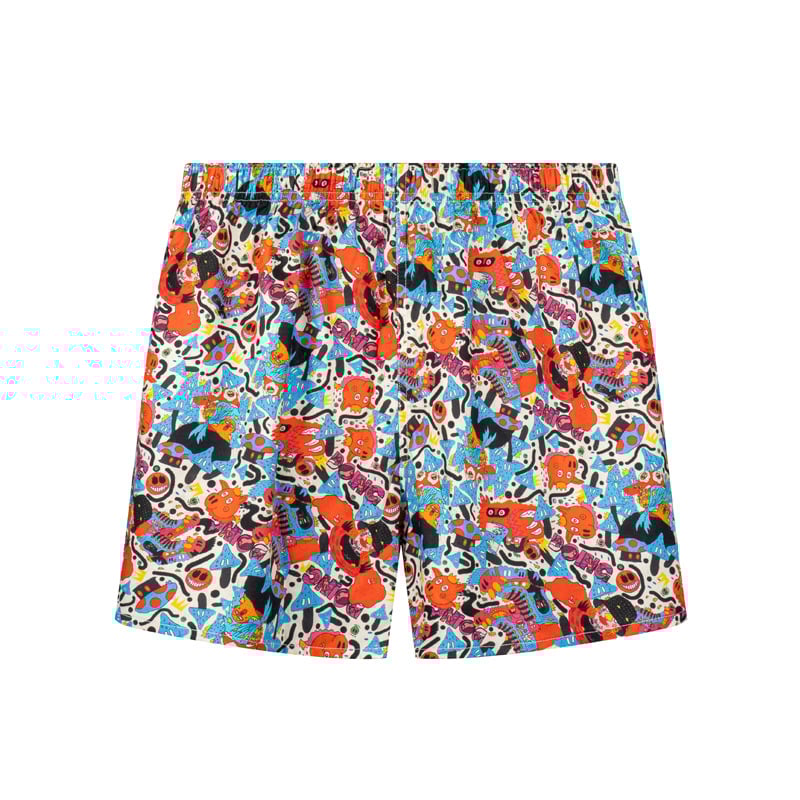 Boxeri pentru bărbați, talie medie, imprimeu cu flori rupte, bumbac țesut, respirabili