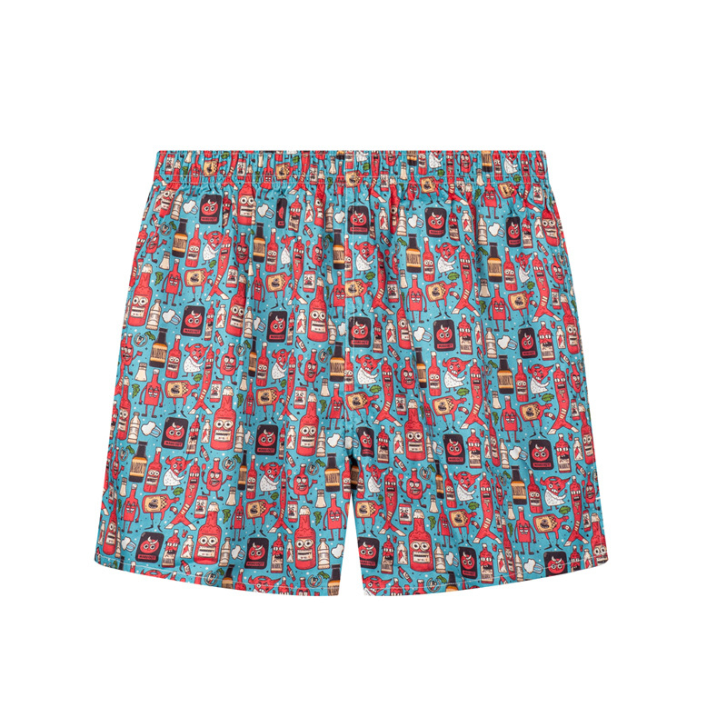 Boxeri pentru bărbați, talie medie, imprimeu cu flori rupte, bumbac țesut, respirabili