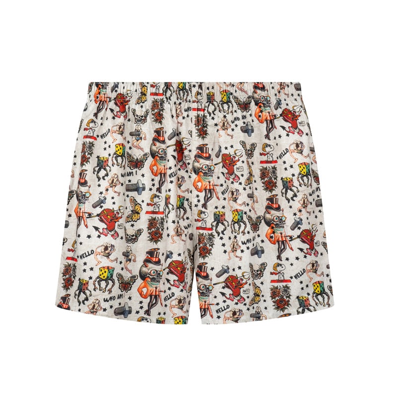 Boxeri pentru bărbați, talie medie, imprimeu cu flori rupte, bumbac țesut, respirabili