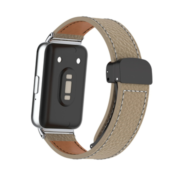 Λουράκι για ρολόι Samsung Galaxy Fit3, δερμάτινο με υφή Lychee, μαγνητικό κούμπωμα, γρήγορη αποδέσμευση