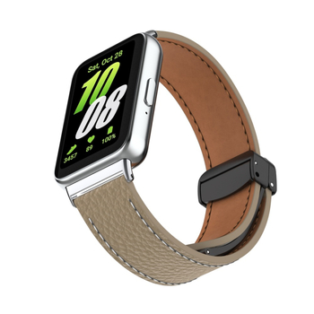 Λουράκι για ρολόι Samsung Galaxy Fit3, δερμάτινο με υφή Lychee, μαγνητικό κούμπωμα, γρήγορη αποδέσμευση