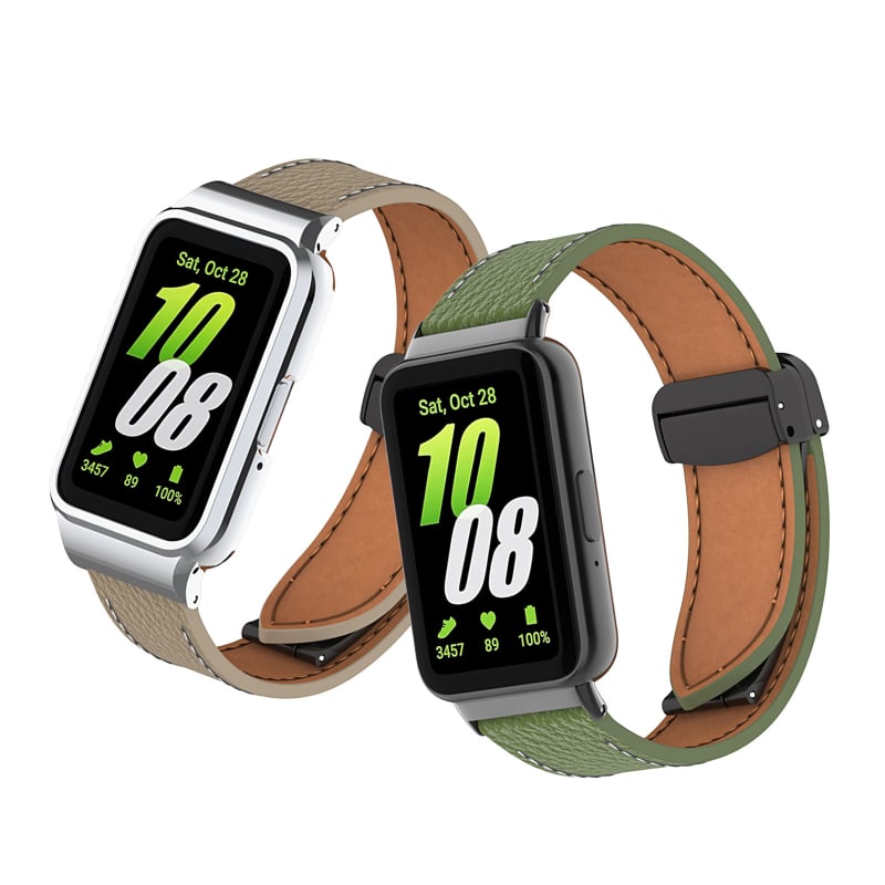 Λουράκι για ρολόι Samsung Galaxy Fit3, δερμάτινο με υφή Lychee, μαγνητικό κούμπωμα, γρήγορη αποδέσμευση