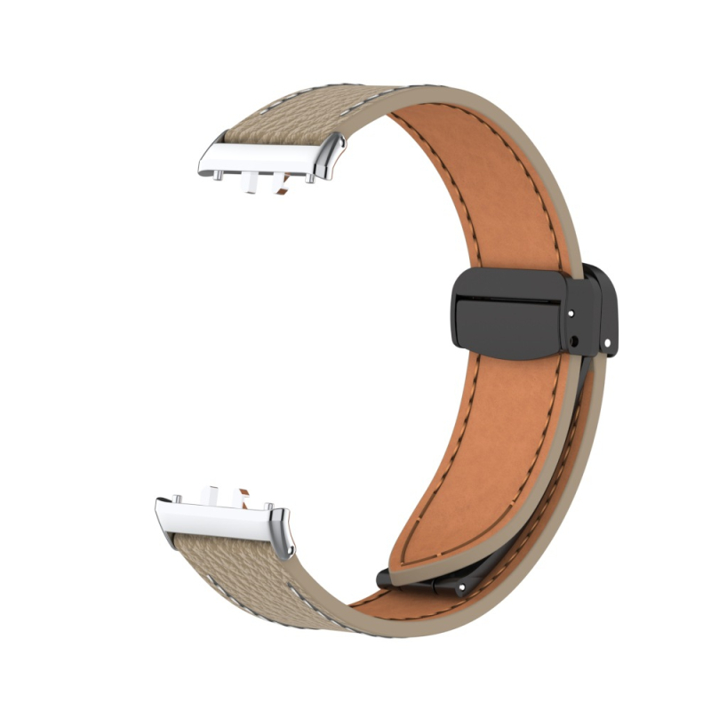 Λουράκι για ρολόι Samsung Galaxy Fit3, δερμάτινο με υφή Lychee, μαγνητικό κούμπωμα, γρήγορη αποδέσμευση