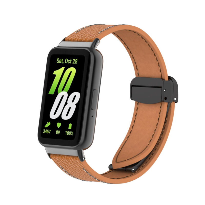 Λουράκι για ρολόι Samsung Galaxy Fit3, δερμάτινο με υφή Lychee, μαγνητικό κούμπωμα, γρήγορη αποδέσμευση