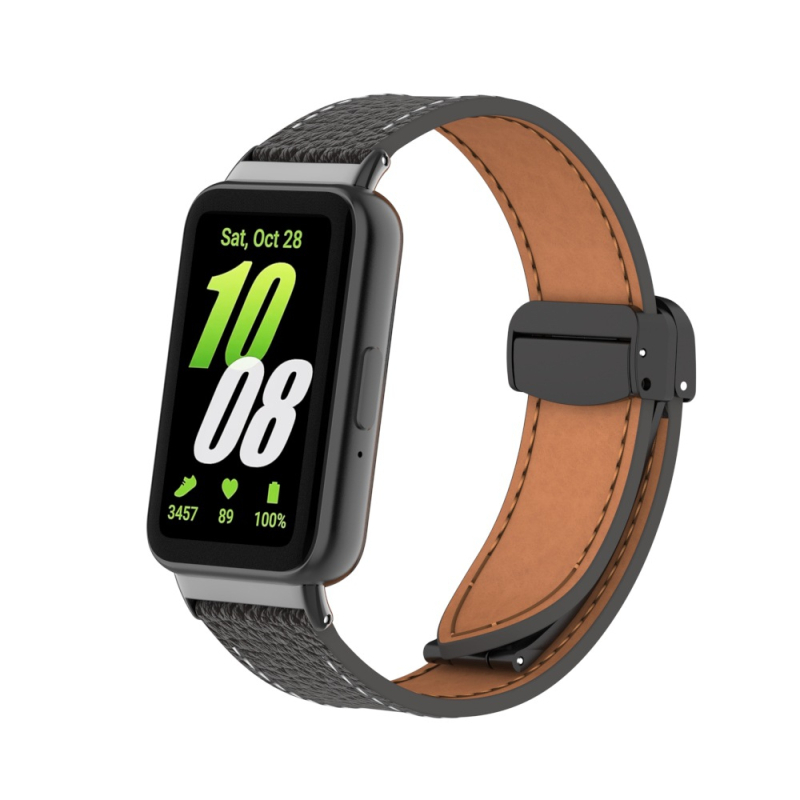 Λουράκι για ρολόι Samsung Galaxy Fit3, δερμάτινο με υφή Lychee, μαγνητικό κούμπωμα, γρήγορη αποδέσμευση