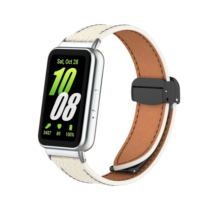 Λουράκι για ρολόι Samsung Galaxy Fit3, δερμάτινο με υφή Lychee, μαγνητικό κούμπωμα, γρήγορη αποδέσμευση