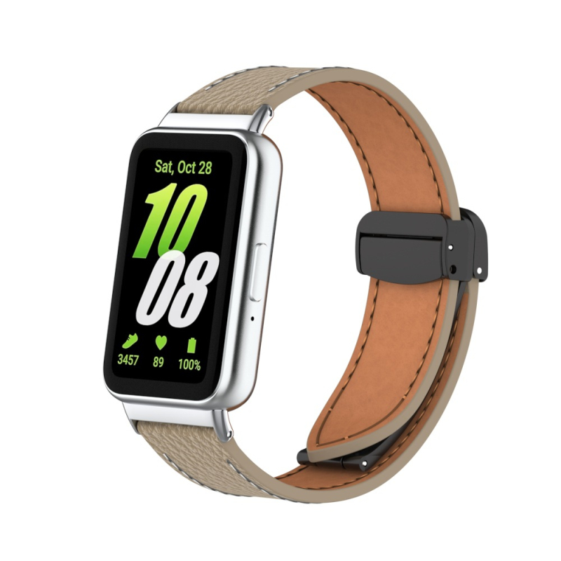 Λουράκι για ρολόι Samsung Galaxy Fit3, δερμάτινο με υφή Lychee, μαγνητικό κούμπωμα, γρήγορη αποδέσμευση