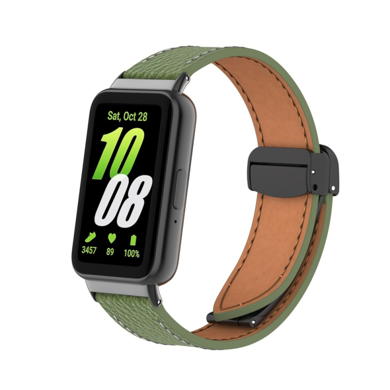 Λουράκι για ρολόι Samsung Galaxy Fit3, δερμάτινο με υφή Lychee, μαγνητικό κούμπωμα, γρήγορη αποδέσμευση