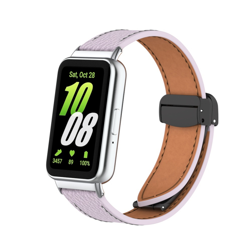 Λουράκι για ρολόι Samsung Galaxy Fit3, δερμάτινο με υφή Lychee, μαγνητικό κούμπωμα, γρήγορη αποδέσμευση