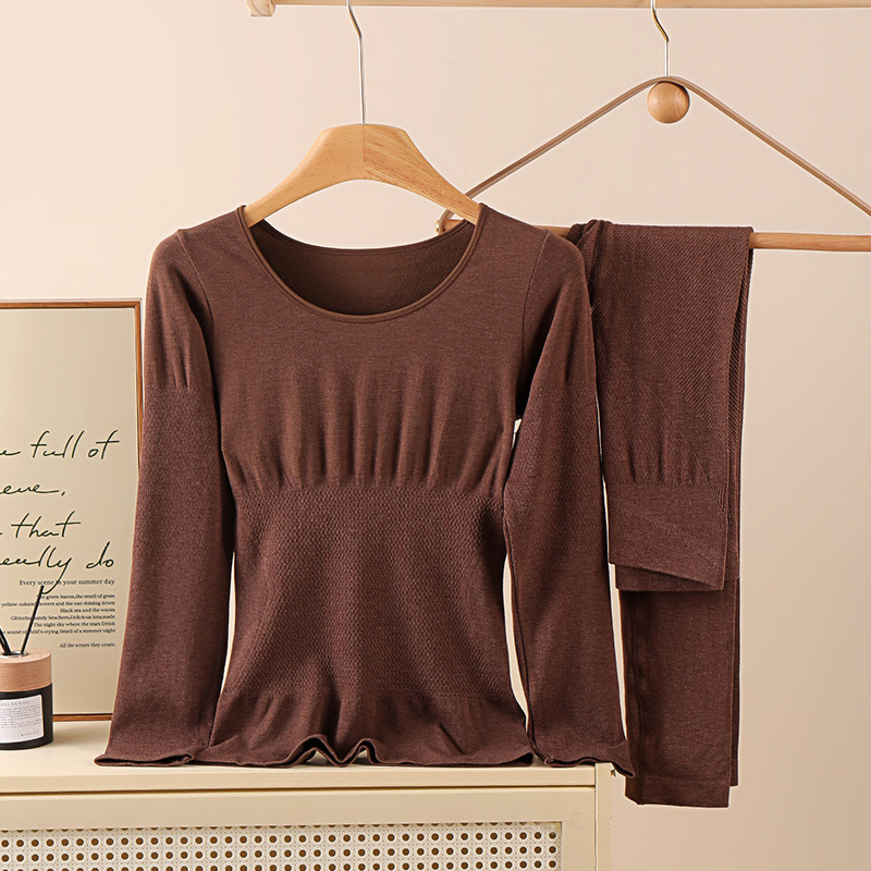 Set termic shapewear pentru femei – material nylon 201-250 g/m², fără cusături, top cu mânecă lungă și pantaloni, model uni, strat de bază pentru încălzire și remodelare corp