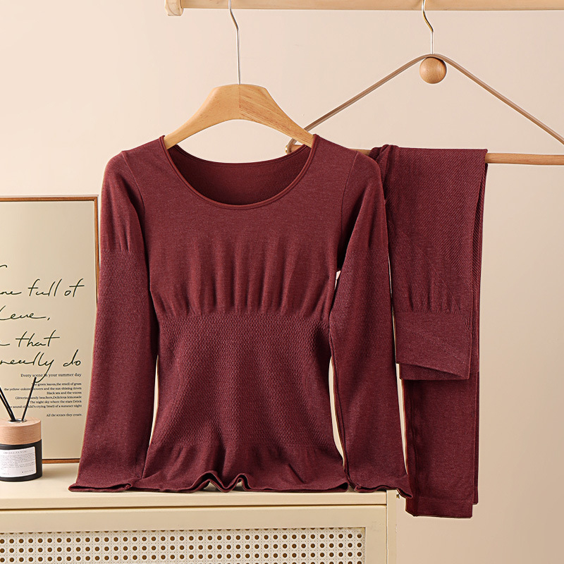 Set termic shapewear pentru femei – material nylon 201-250 g/m², fără cusături, top cu mânecă lungă și pantaloni, model uni, strat de bază pentru încălzire și remodelare corp