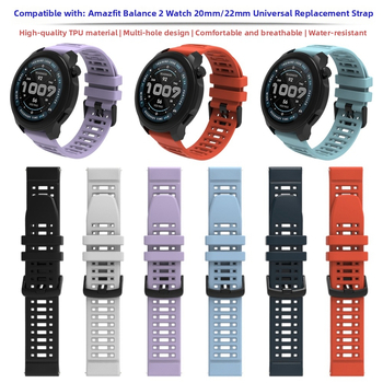 Náhradný remienok pre Amazfit Balance2, TPU silikon, šírka 20/22 mm, minimalistický štýl, zapínanie na tlačidlo