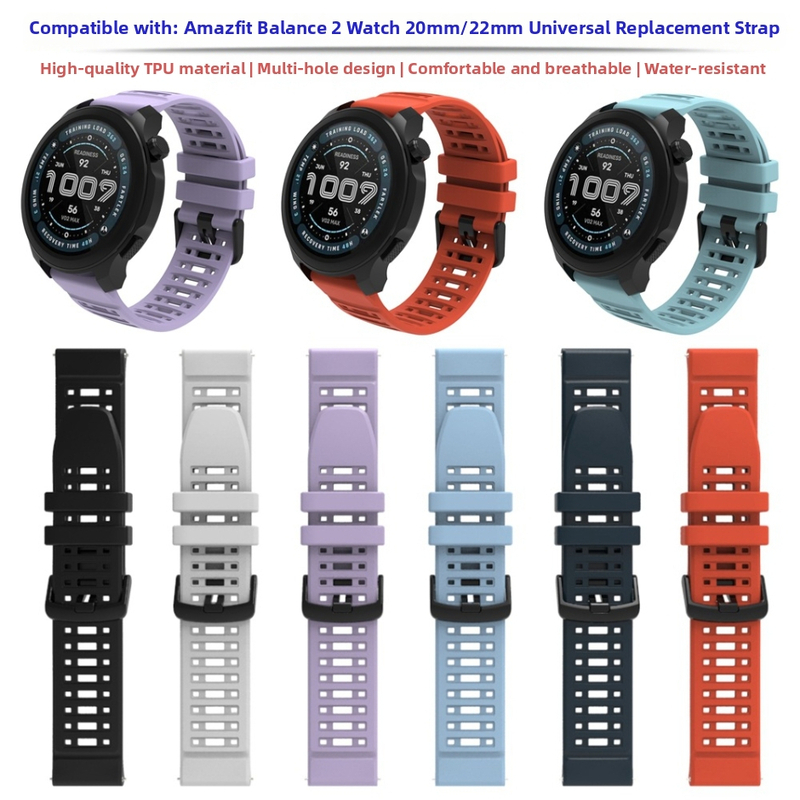 Náhradný remienok pre Amazfit Balance2, TPU silikon, šírka 20/22 mm, minimalistický štýl, zapínanie na tlačidlo