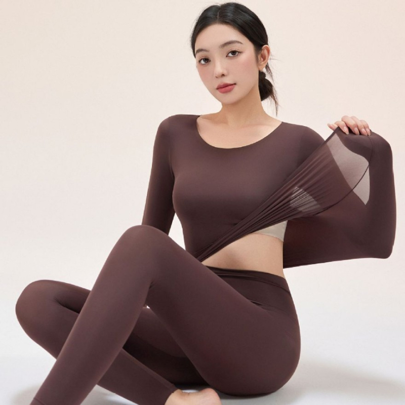 Uniszex ultra vékony nejlon termo alapréteg készlet, kerek nyakkal, bőr-alap réteg felsővel, melegítésre (81–100 g/m²)