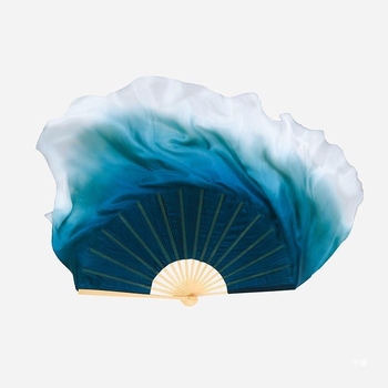 Fan de dans cu două fețe, textură asemănătoare mătăsii, finisaj gradient, design inspirat de caligrafie în stil etnic clasic (vara 2021)