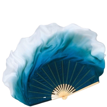 Fan de dans cu două fețe, textură asemănătoare mătăsii, finisaj gradient, design inspirat de caligrafie în stil etnic clasic (vara 2021)