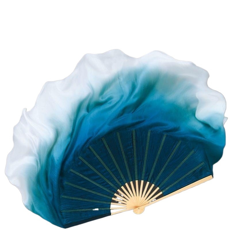 Fan de dans cu două fețe, textură asemănătoare mătăsii, finisaj gradient, design inspirat de caligrafie în stil etnic clasic (vara 2021)