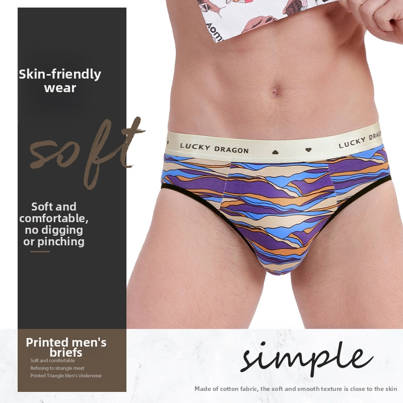 Pánske bavlnené tlačené briefs, priedušná pletená látka, stredný pás, 95–100% bavlna, podšívka rozkroku z viskózy, geometrický/karovaný/pruhový/textový vzor, Značka: Arrogant Love