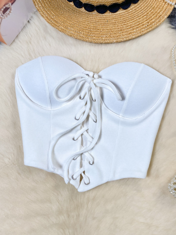 Top cu insert pentru bust și bretele detașabile, croială în formă de A, vară 2024, pentru femei