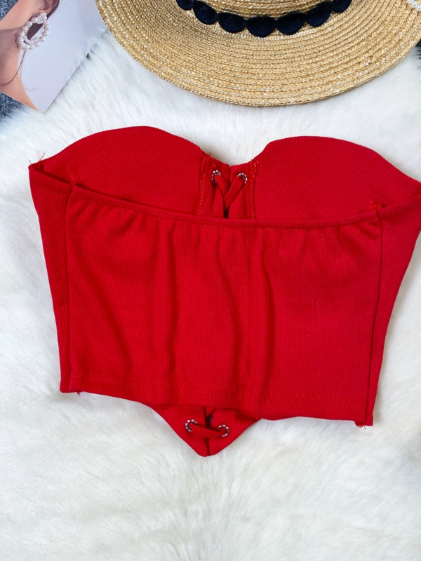 Top cu insert pentru bust și bretele detașabile, croială în formă de A, vară 2024, pentru femei