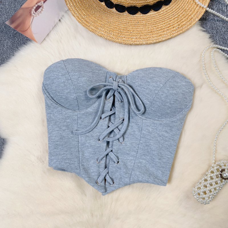 Top cu insert pentru bust și bretele detașabile, croială în formă de A, vară 2024, pentru femei