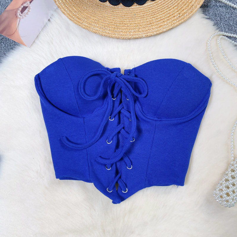 Top cu insert pentru bust și bretele detașabile, croială în formă de A, vară 2024, pentru femei