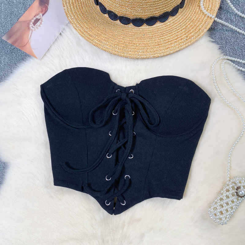 Top cu insert pentru bust și bretele detașabile, croială în formă de A, vară 2024, pentru femei