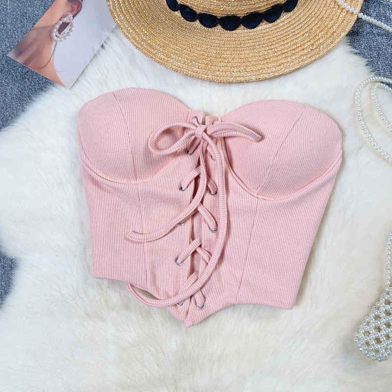 Top cu insert pentru bust și bretele detașabile, croială în formă de A, vară 2024, pentru femei