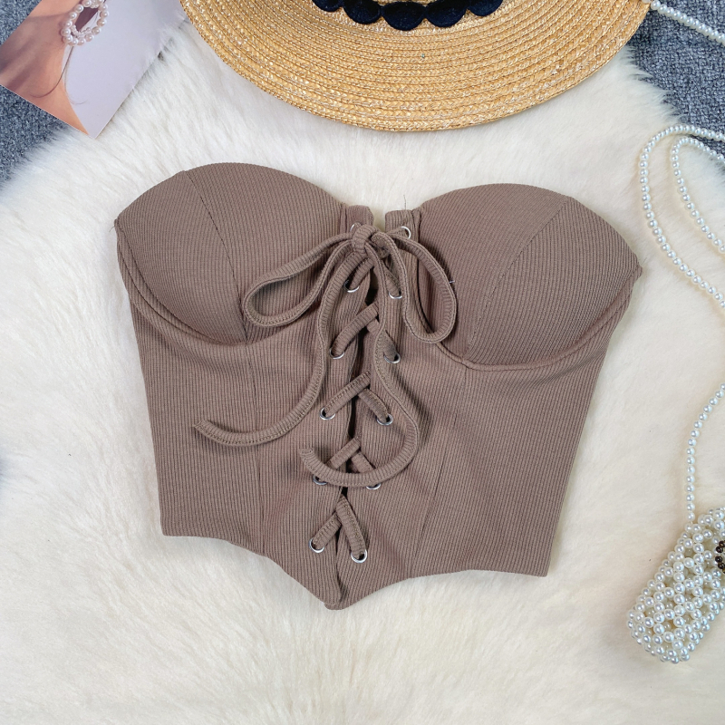 Top cu insert pentru bust și bretele detașabile, croială în formă de A, vară 2024, pentru femei